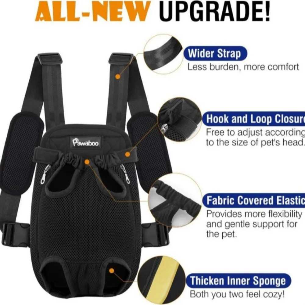 Pawaboo Black Pet Carrier Backpack, NWOT. Size S